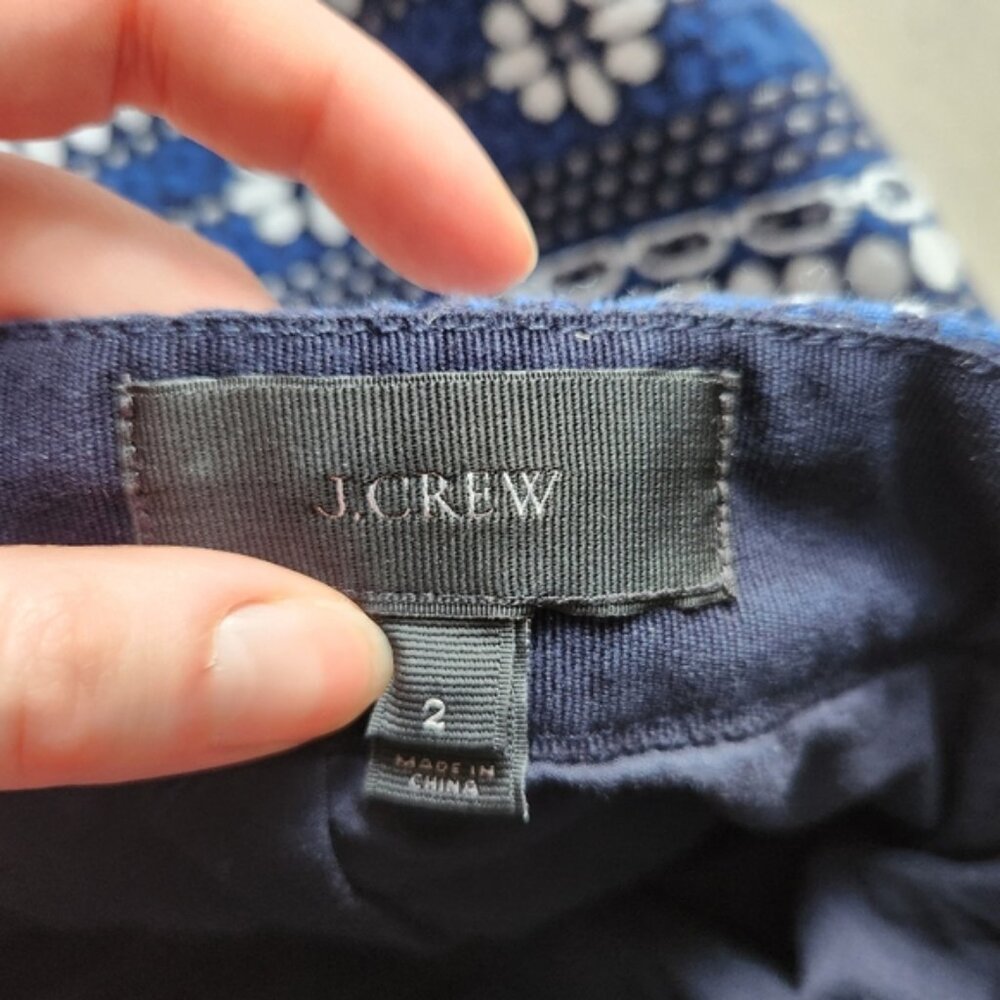 J crew sz2 embroidered‎ blue and white mini skirt boho, with pockets. - Picture 4 of 7
